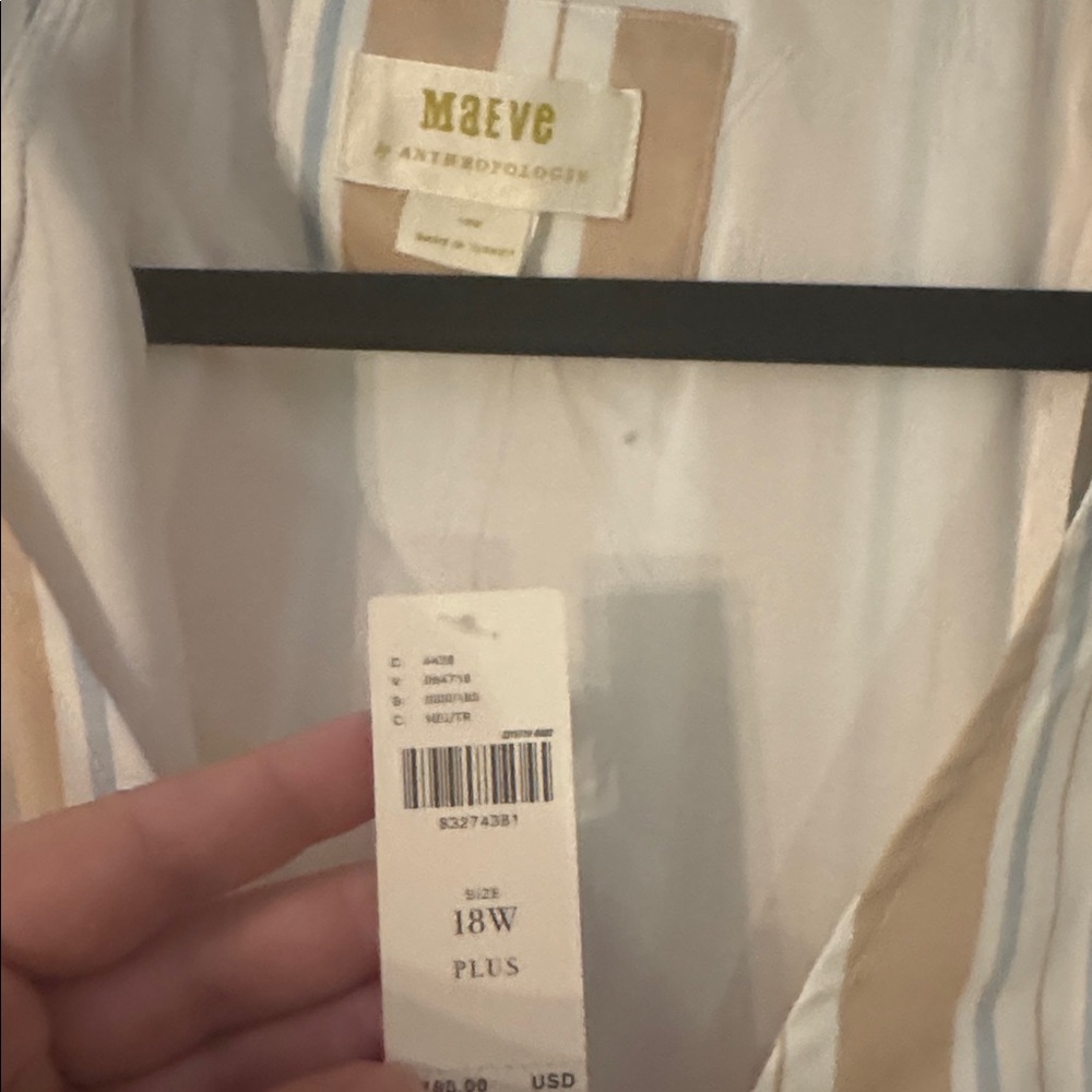 Maeve Striped Midi Dress in Beige and White - Picture 3 of 4